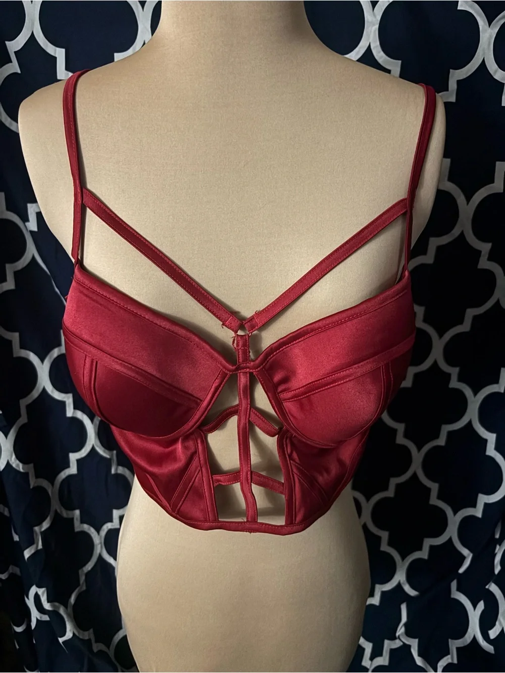 Charlotte Russe Red Strappy Satin Longline Bustier